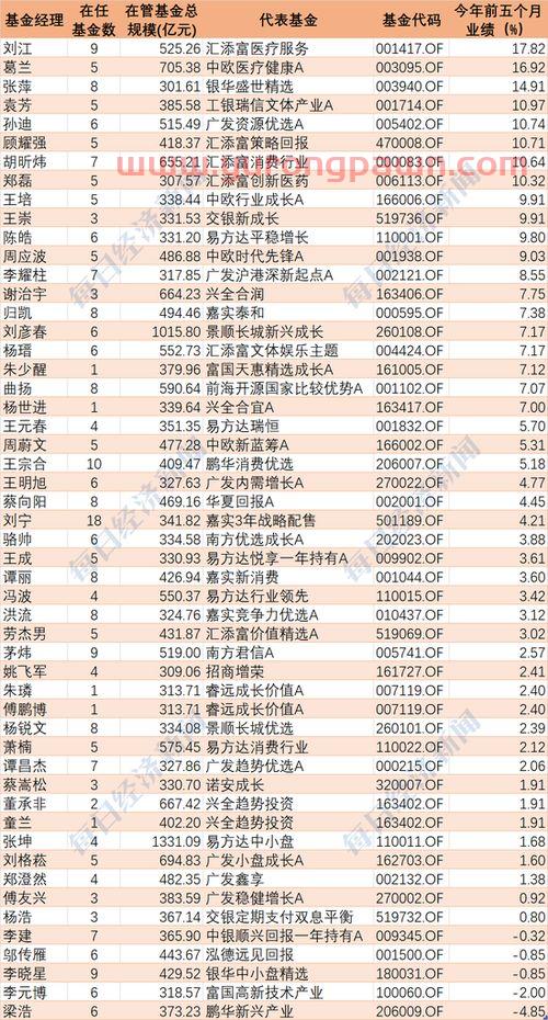 竞争力好的基金经理人排名(排名前十的基金经理人)
